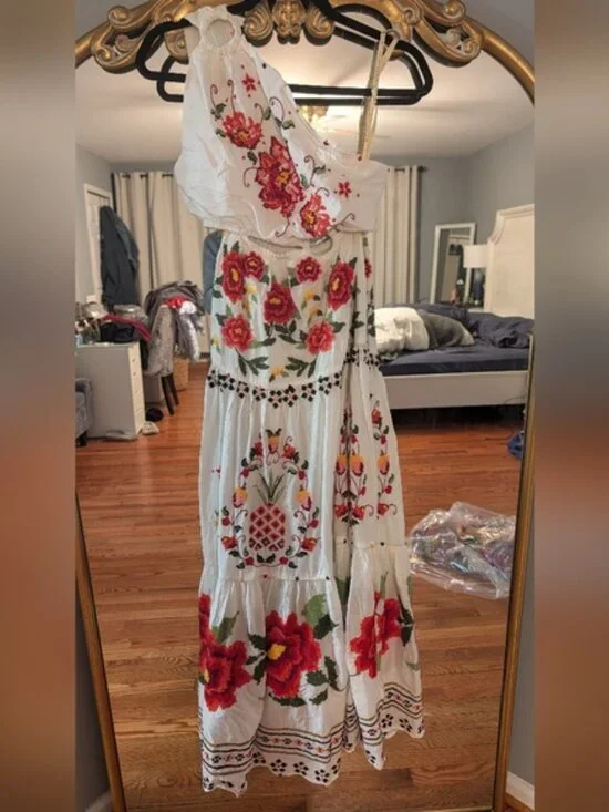 Farm Rio Embroidered Carmina Floral Maxi Dress - Picture 14 of 16